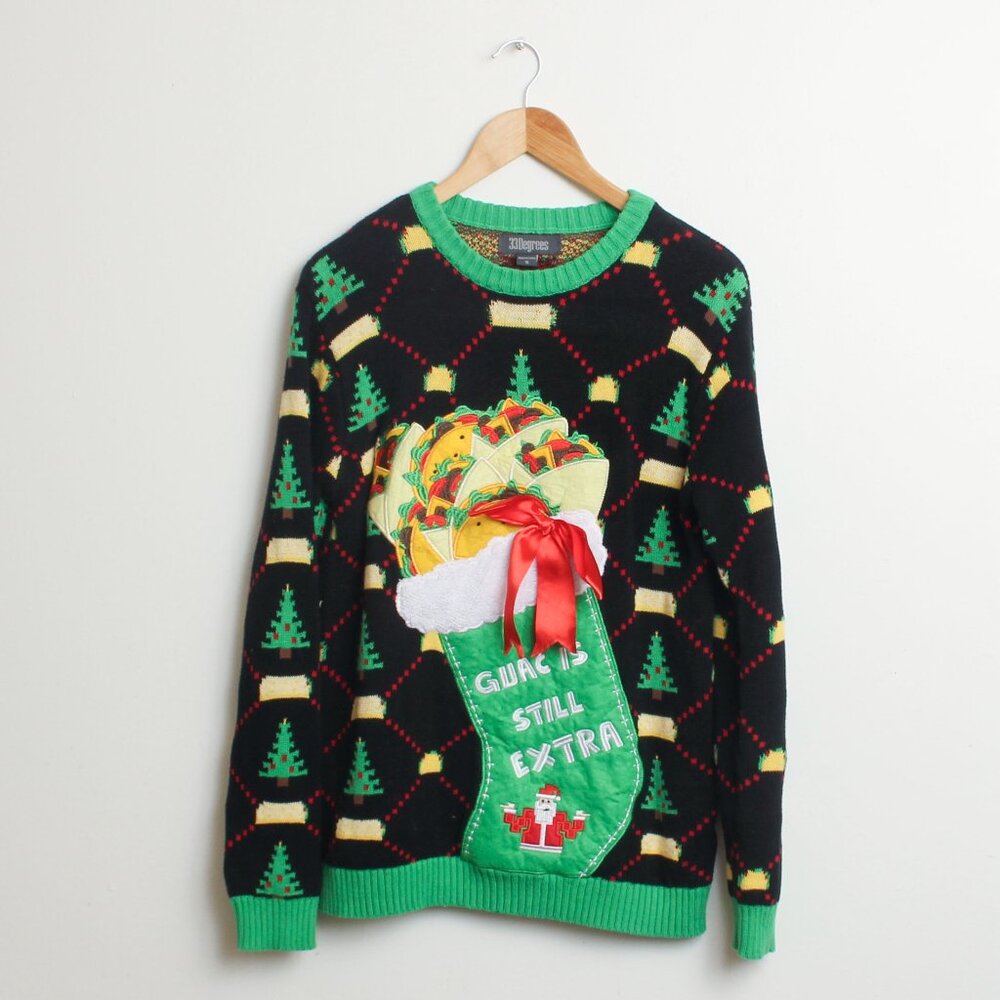 Ugly Christmas Sweater Mens Small Oversized Guac Is Still Extra